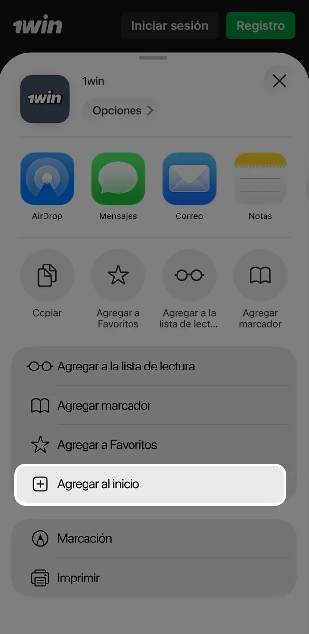 Genera un icono de acceso inmediato en tu menú para abrir directo Plinko en 1win.